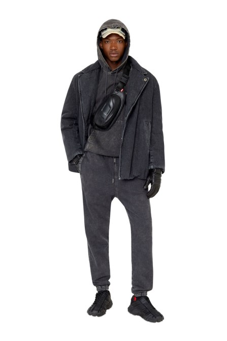 Diesel D-lab Track Denim 069ze Konisch Zulaufend In Schwarz/dunkelgrau