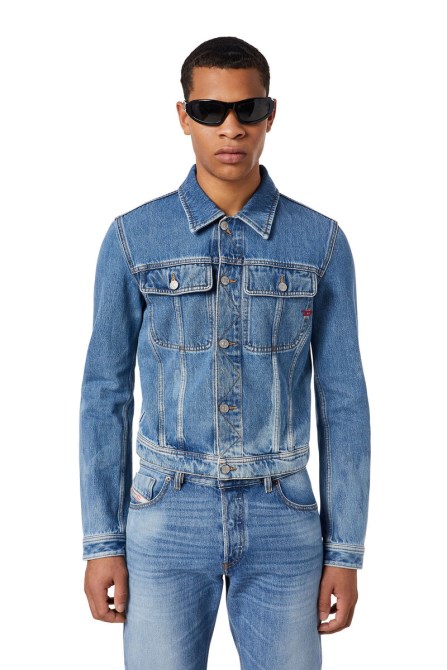 Diesel D-milo Truckerjacke In Mittelblau