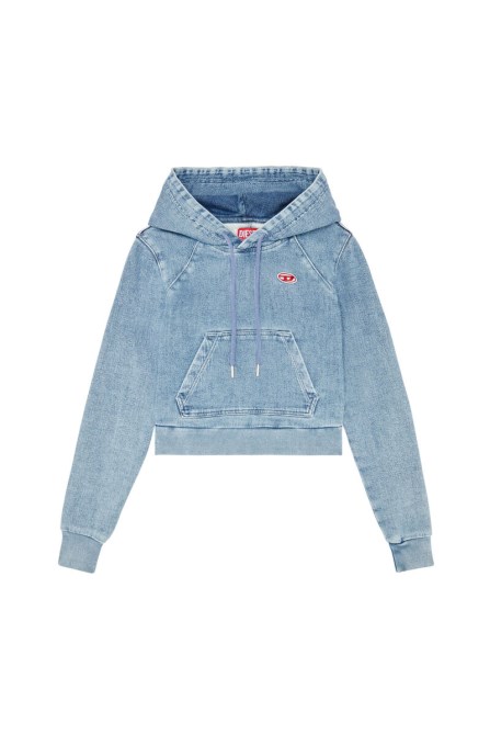 Diesel D-angy Track Denim Hoodie Mode Hellblau