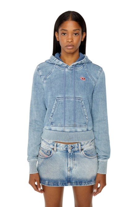 Diesel D-angy Track Denim Hoodie Mode Hellblau
