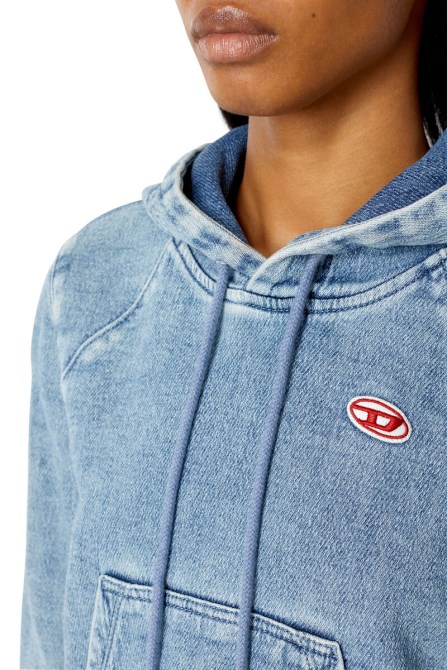 Diesel D-angy Track Denim Hoodie Mode Hellblau