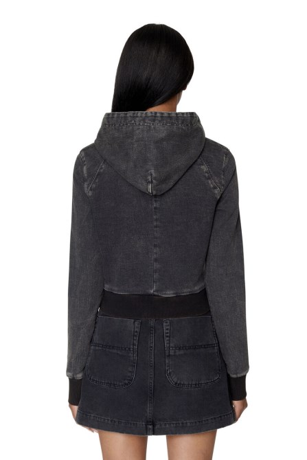 Diesel – D-angy – Track-denim-hoodie In Schwarz/dunkelgrau