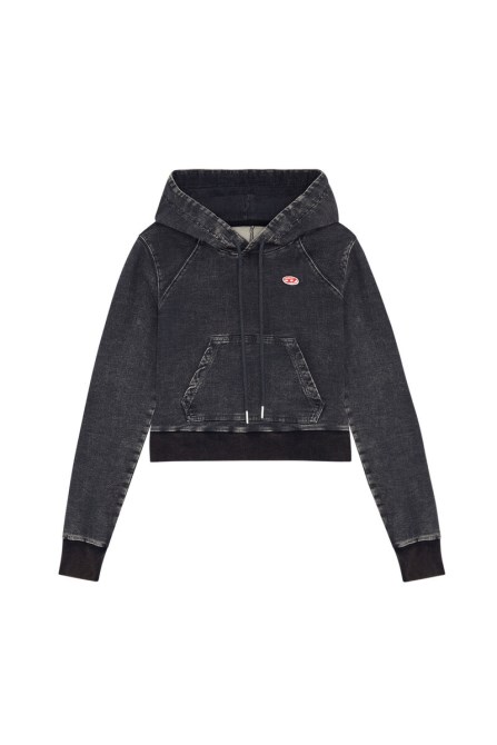Diesel D-angy Track Denim Hoodie Schwarz/dunkelgrau