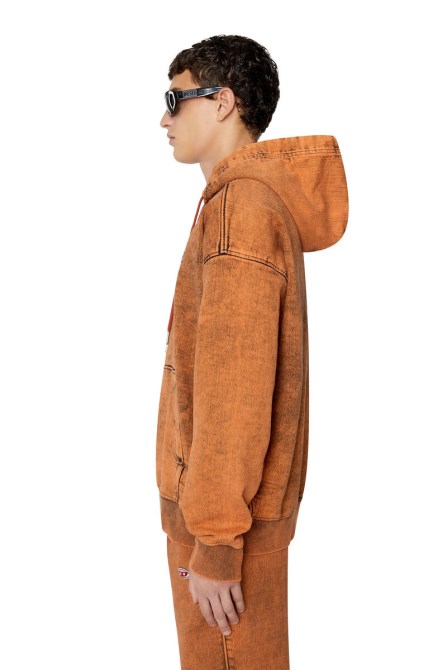 Orange Diesel D-um-rib Trainings-denim-hoodie