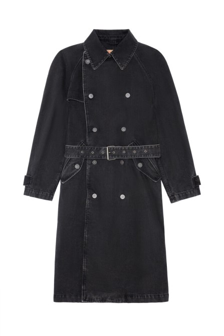 D-delirious Zweireihiger Trenchcoat Diesel In Schwarz/dunkelgrau