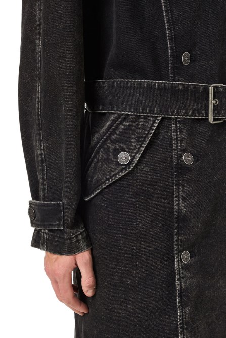 D-delirious Zweireihiger Trenchcoat Diesel In Schwarz/dunkelgrau