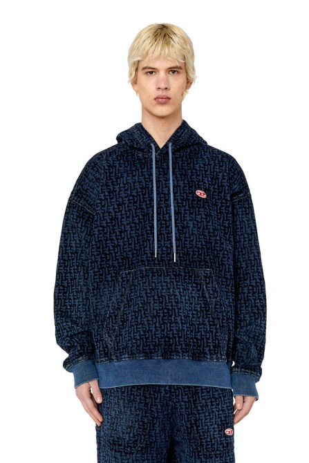 D-um-rib Track Denim Hoodie Diesel Dunkelblau