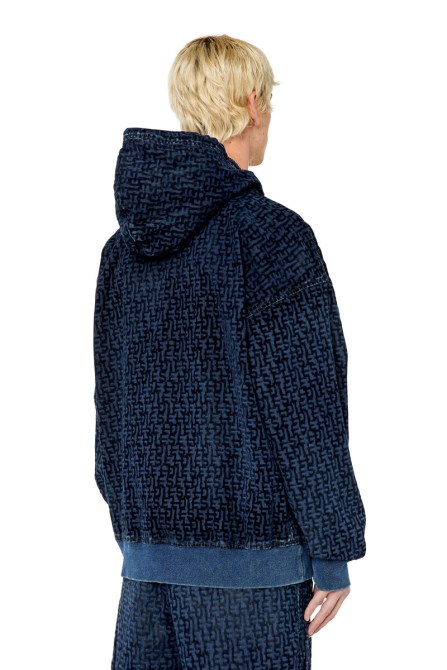 D-um-rib Track Denim Hoodie Diesel Dunkelblau