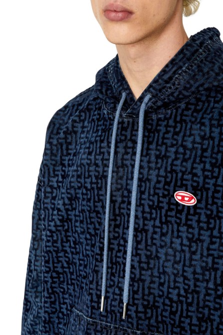 D-um-rib Track Denim Hoodie Diesel Dunkelblau