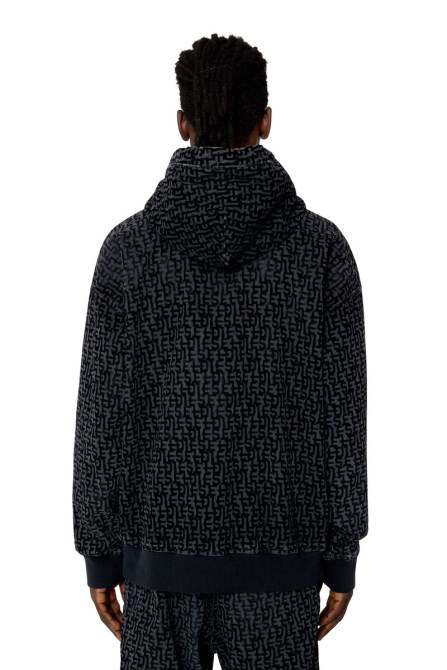 Dieselschwarzer D-um-rib-trainings-denim-hoodie