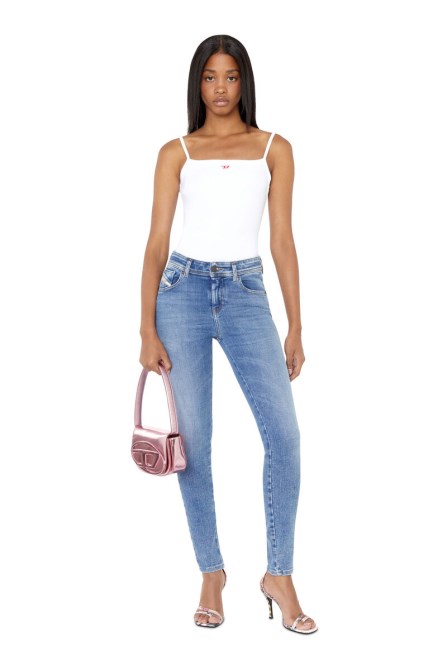 2017 Slandy 09d62 Super Skinny Jeans Diesel Mittelblau