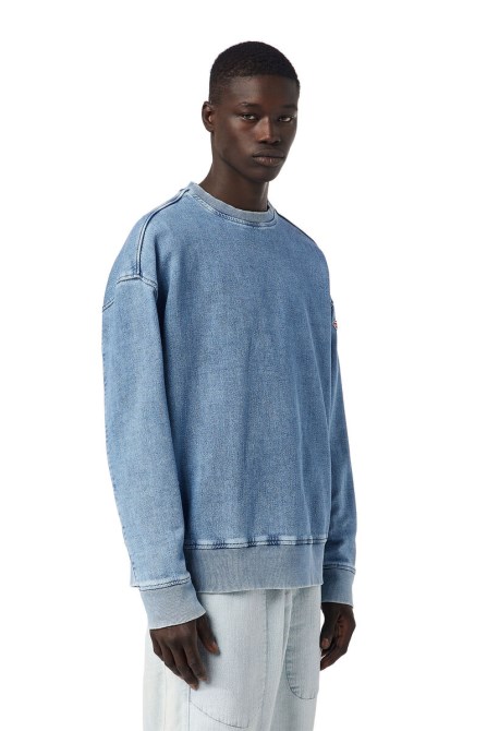 Diesel D-krib Track Denim Sweatshirt Hellblau