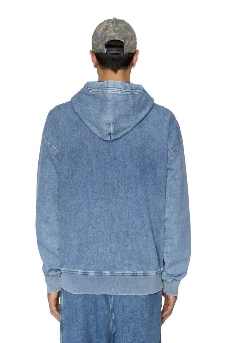 Hellblauer, Modischer D-um-rib-denim-hoodie Mit Track-funktion Von Diesel