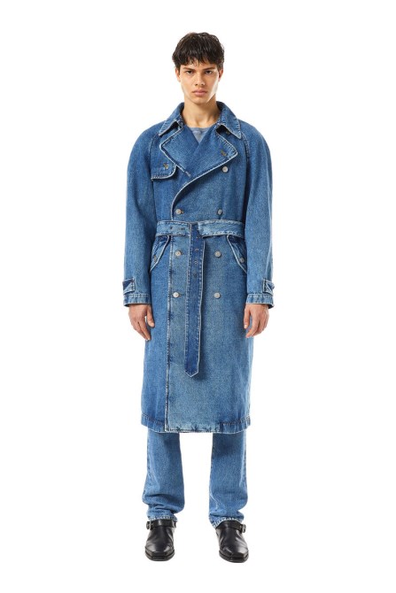 D-delirious Zweireihiger Trenchcoat Diesel In Mittelblau