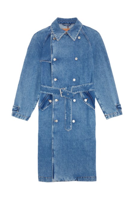 Diesel D-delirious Zweireihiger Trenchcoat Mittelblau