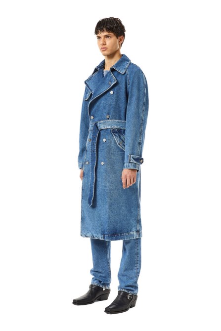 Diesel D-delirious Zweireihiger Trenchcoat Mittelblau