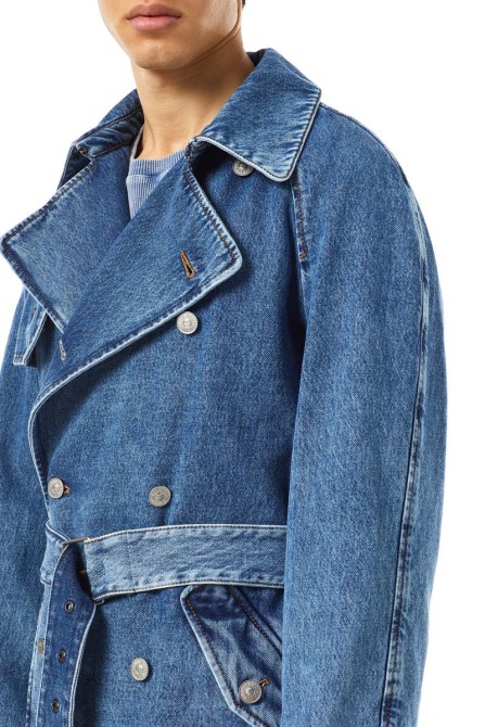 Diesel D-delirious Zweireihiger Trenchcoat Mittelblau