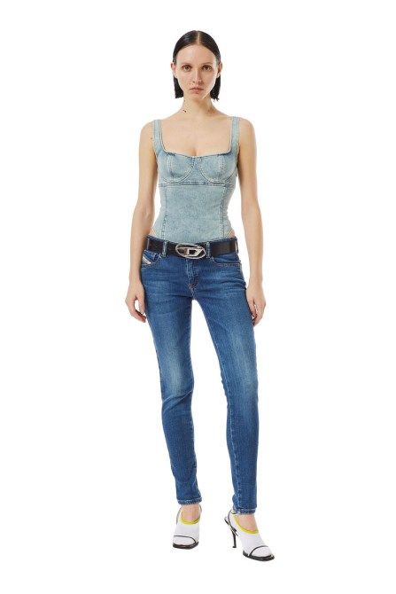 Mittelblaue Diesel 2018 Slandy-low 09c21 Super Skinny Jeans