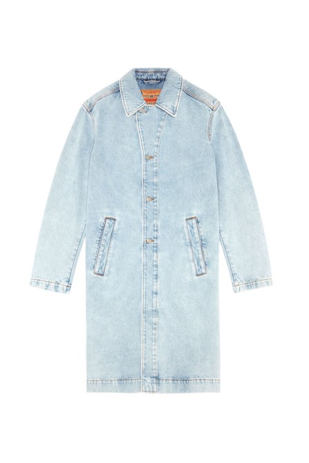 Diesel D-roku-long Car Coat Hellblau