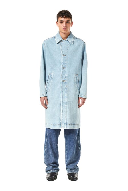 Diesel D-roku-long Car Coat Hellblau