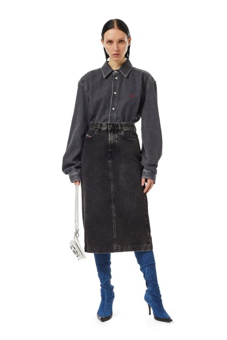 Schwarz/dunkelgrau De-ronny Bleistiftrock Diesel