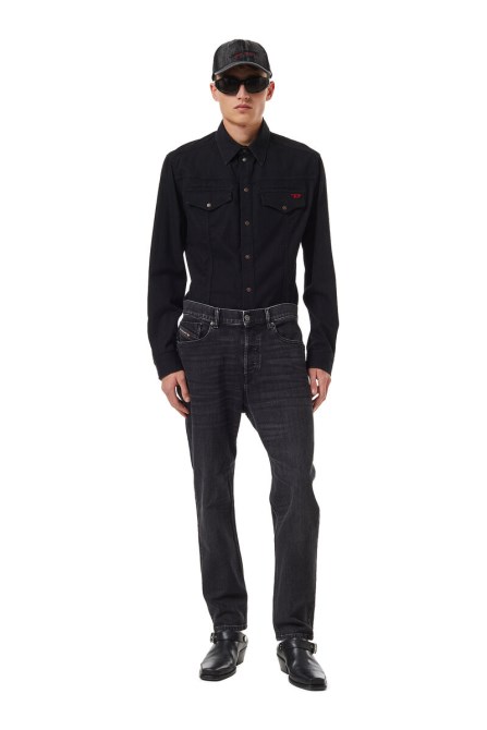 Diesel 2005 D-fining 09b83 Taillierte Jeans Schwarz/dunkelgrau