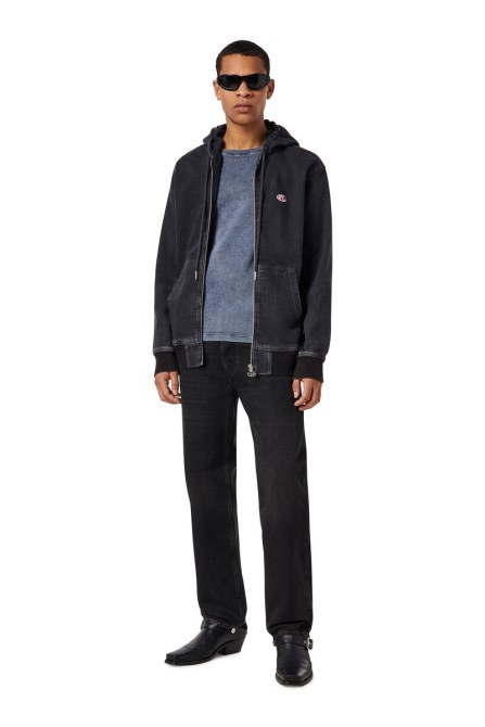 D-gir Track Denim Hoodie Diesel Schwarz/dunkelgrau
