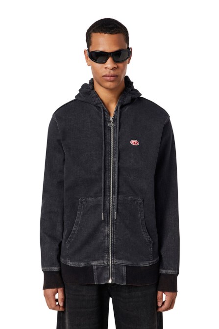 D-gir Track Denim Hoodie Diesel Schwarz/dunkelgrau