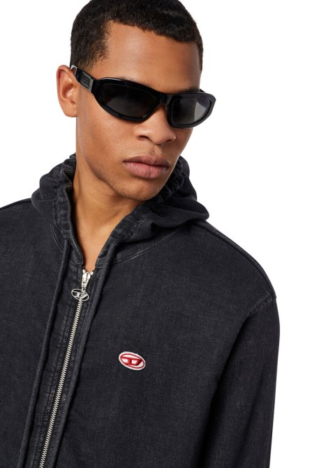 D-gir Track Denim Hoodie Diesel Schwarz/dunkelgrau