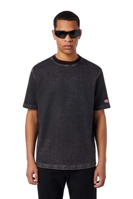 D-biggor Track Denim T-shirt Diesel In Schwarz/dunkelgrau