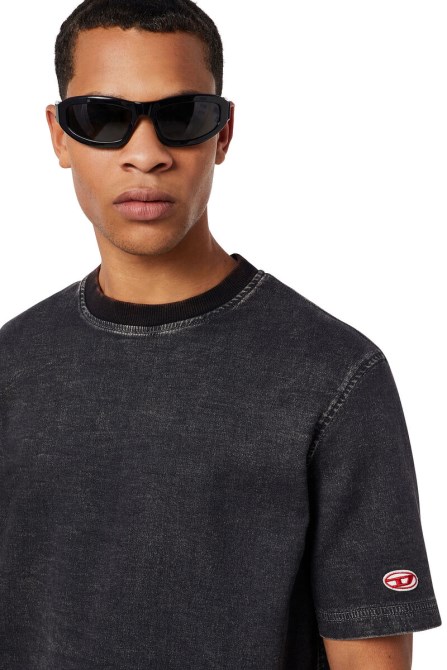 D-biggor Track Denim T-shirt Diesel In Schwarz/dunkelgrau