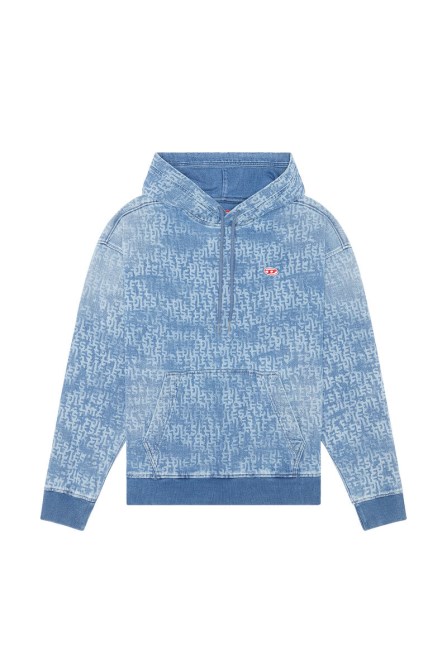 Hellblauer D-um-Rib-Denim-Hoodie In Diesel-Optik