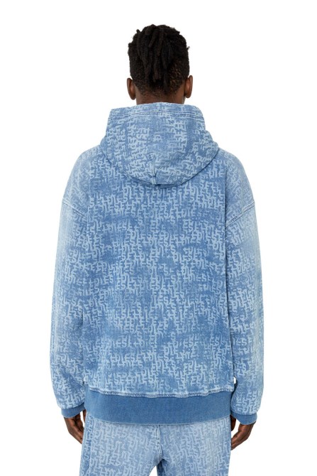Hellblauer D-um-Rib-Denim-Hoodie In Diesel-Optik
