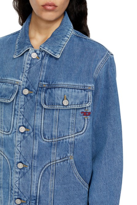 Diesel D-riley Truckerjacke In Mittelblau