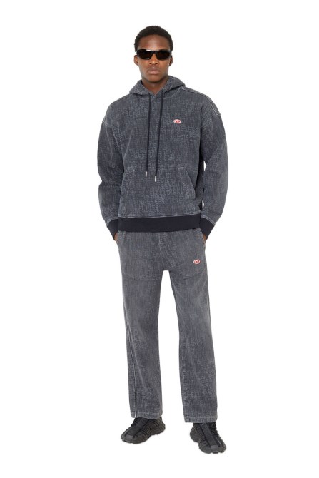 Diesel D-um-rib-trainings-denim-hoodie In Schwarz