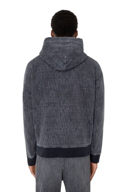 Diesel D-um-rib-trainings-denim-hoodie In Schwarz