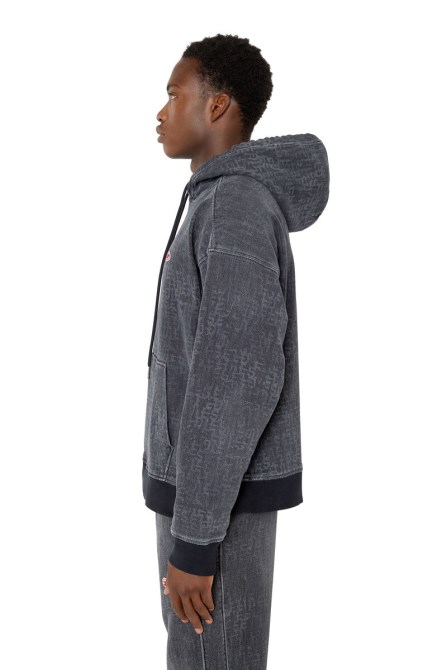 Diesel D-um-rib-trainings-denim-hoodie In Schwarz