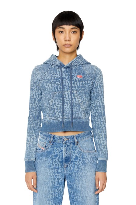 Diesel D-angy Track Denim Hoodie Hellblau