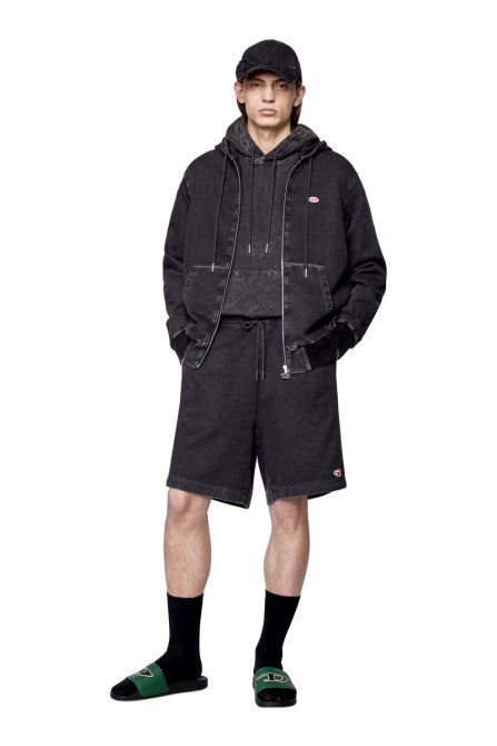 Schwarz/dunkelgrau D-boxy Track Denim Shorts Diesel