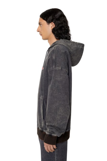 Diesel D-um-rib Track Denim Hoodie Schwarz/dunkelgrau