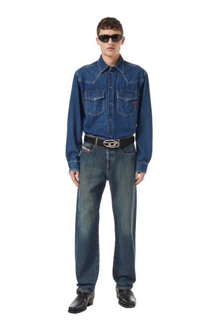Dunkelblaue Diesel 2020 D-viker 09c04 Gerade Jeans