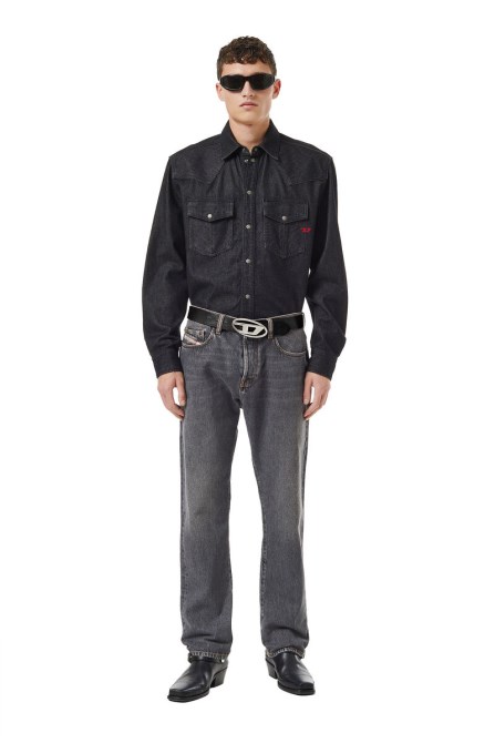 2020 D-viker 09b84 Straight Jeans Diesel In Schwarz/dunkelgrau