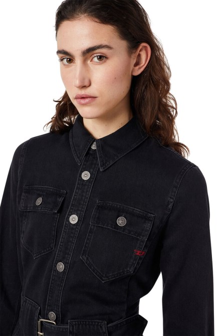 Mintgrünes Minikleid Mit Gürtel Diesel Schwarz/dunkelgrau