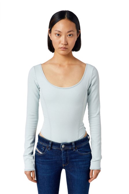 Hellblauer D-cho Track Denim Bodysuit Diesel