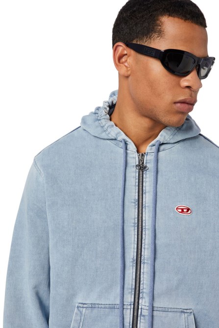 Hellblauer D-gir-track-denim-hoodie Diesel