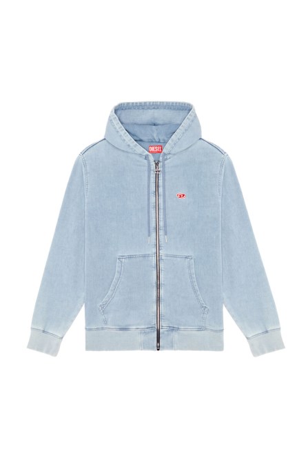 D-gir Track Denim Hoodie Diesel Hellblau