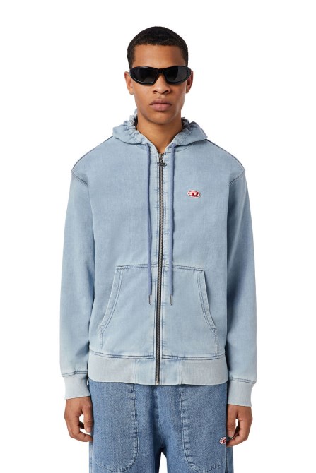 D-gir Track Denim Hoodie Diesel Hellblau