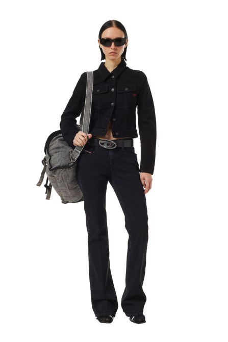 Diesel De-slimmy Truckerjacke In Schwarz/dunkelgrau