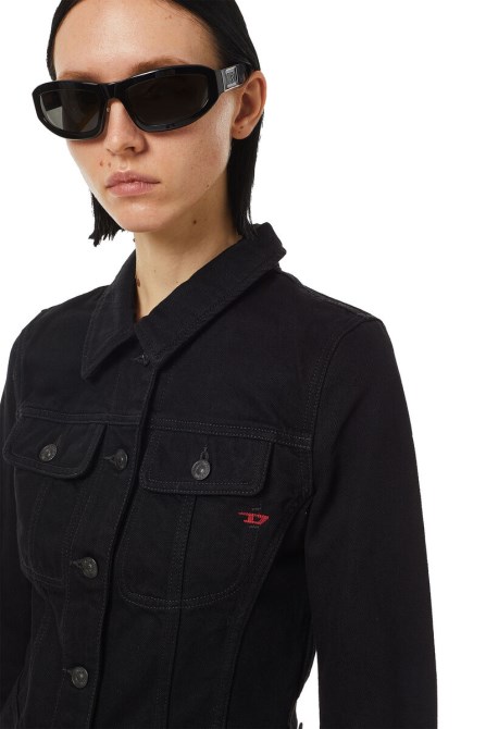 Diesel De-slimmy Truckerjacke In Schwarz/dunkelgrau