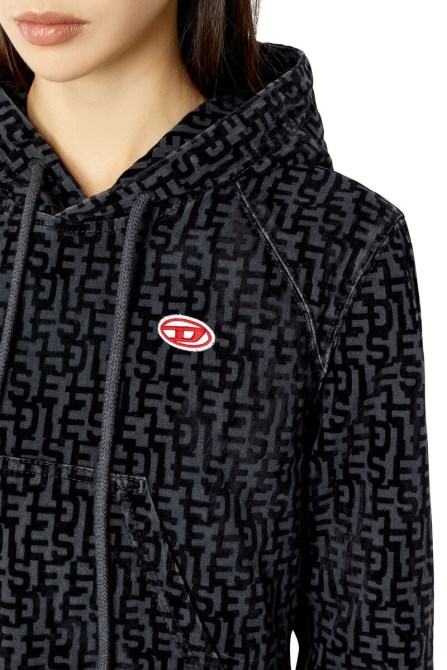 Schwarzer D-angy-track-denim-hoodie Von Diesel